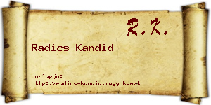 Radics Kandid névjegykártya